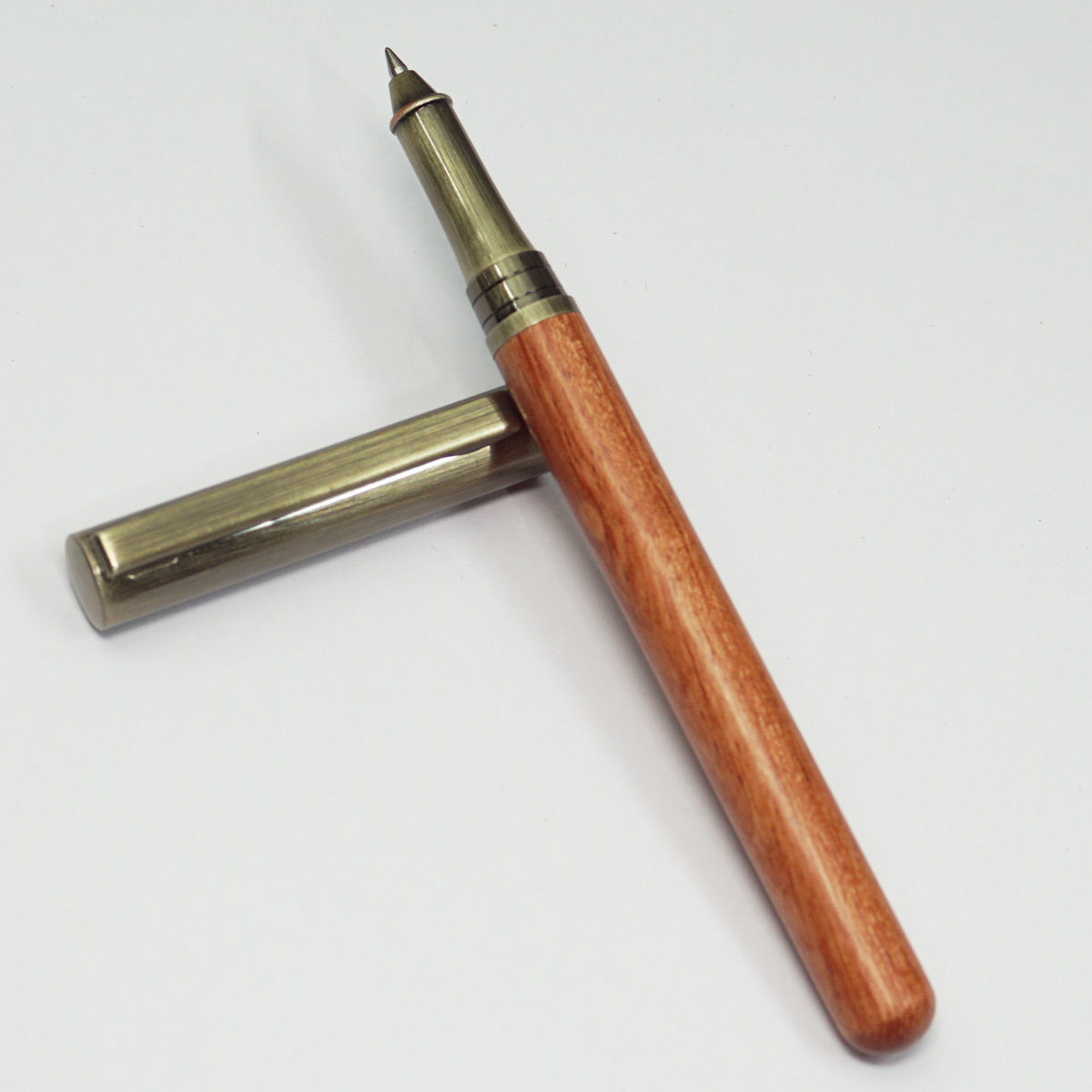 Cooffice Classic Look Wooden Body With Silver Cap  0.5mm Tip And Extra 2 Black Color Roller Ball Refill Pen Set SKU 23160