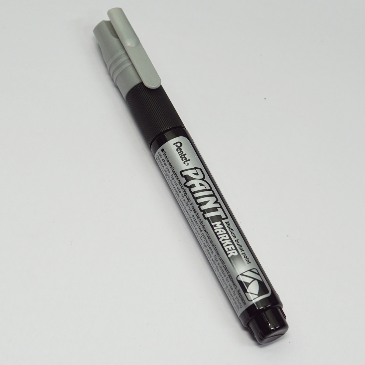 Pentel MMP20 Silver Bold Color With Bullet Point Paint Marker On Glass Plastic And Rubber And Metal SKU 23216