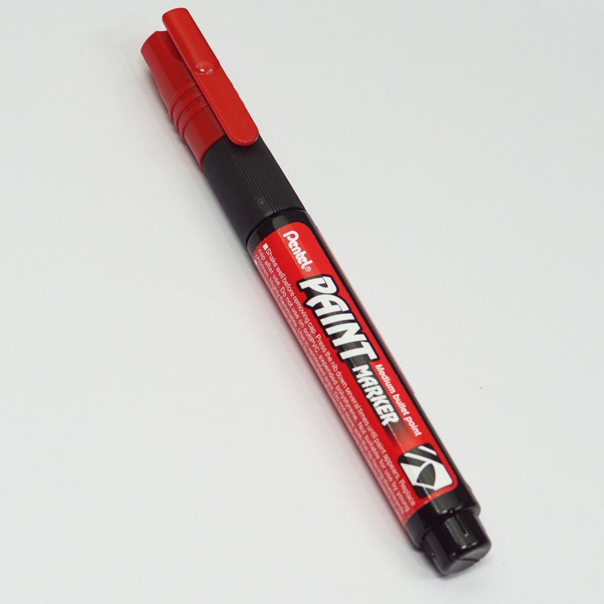 Pentel MMP20 Red Start-Up Color With Bullet Point Paint Marker On Glass Plastic And Rubber And Metal SKU 23218