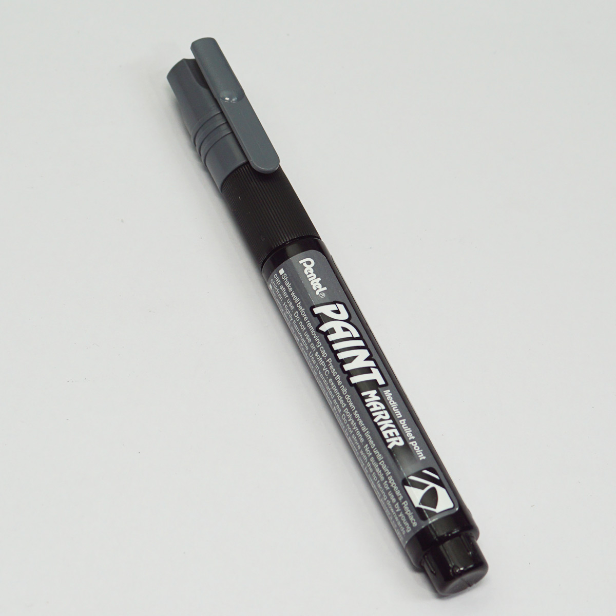 Pentel MMP20 Grey Cool Color With Bullet Point Paint Marker On Glass Plastic And Rubber And Metal SKU 23229