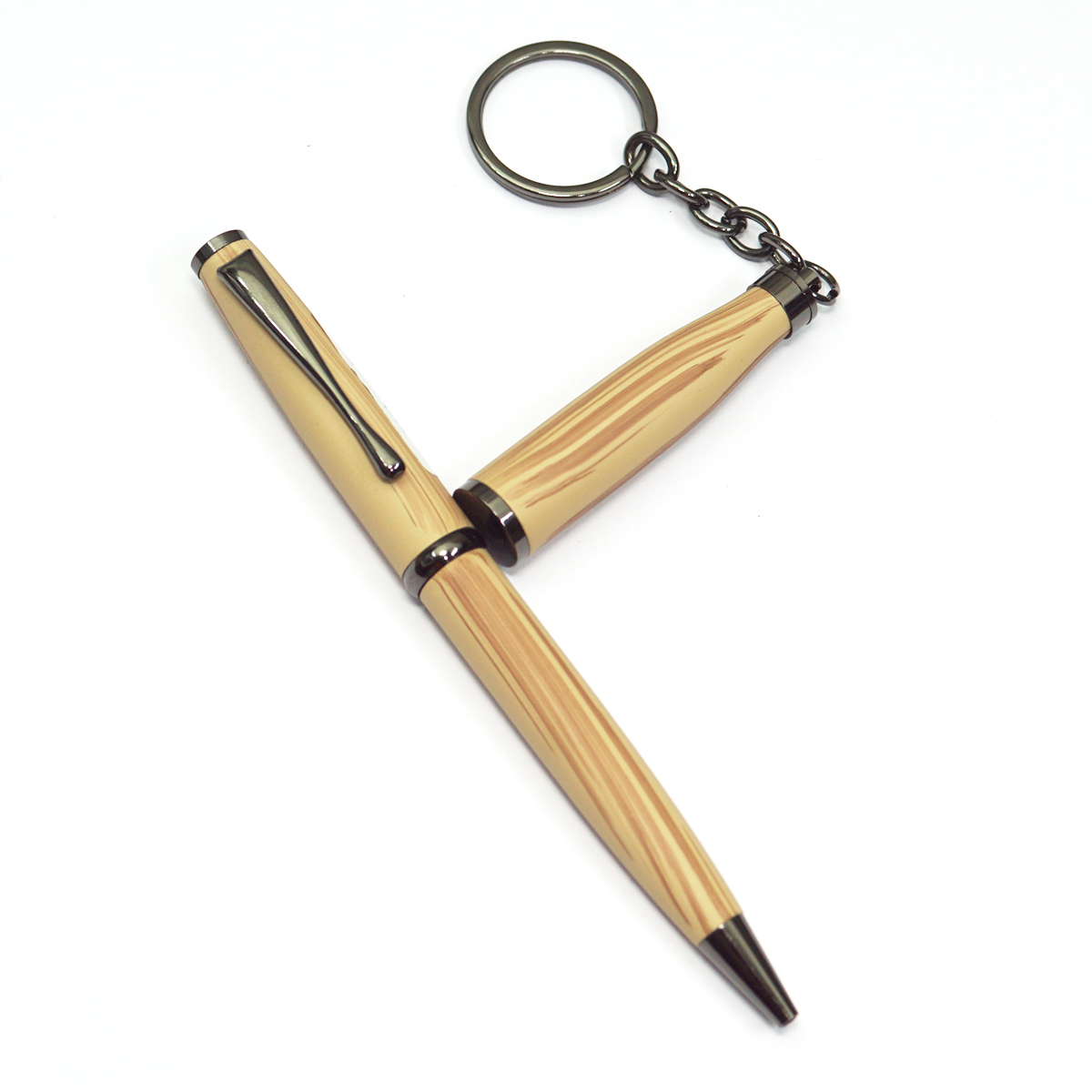 Penhouse.in Wooden Finish Body With Fine Tip Twist Ball Pen And Bottle Shape Keychain Set SKU 23258