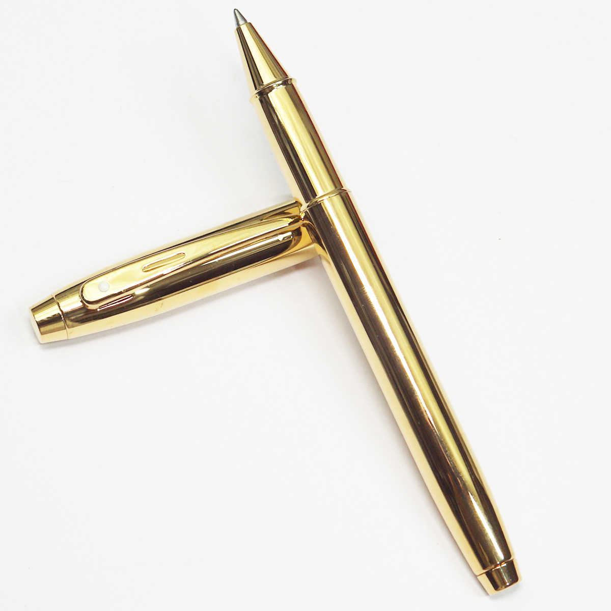Sheaffer 100 9372 Full Glossy PVD Gold Color Body With Medium Tip Cap Type Roller  Ball Pen SKU 23280