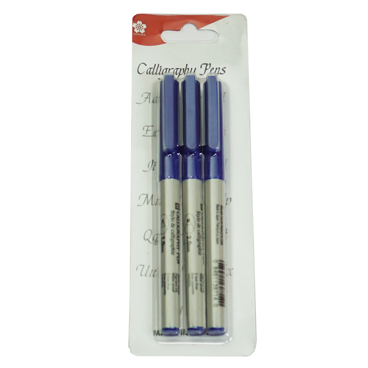 Sakura 1.0mm 2.0mm 3.0mm Tip Blue Color Calligraphy 3 Pen Set SKU 23305