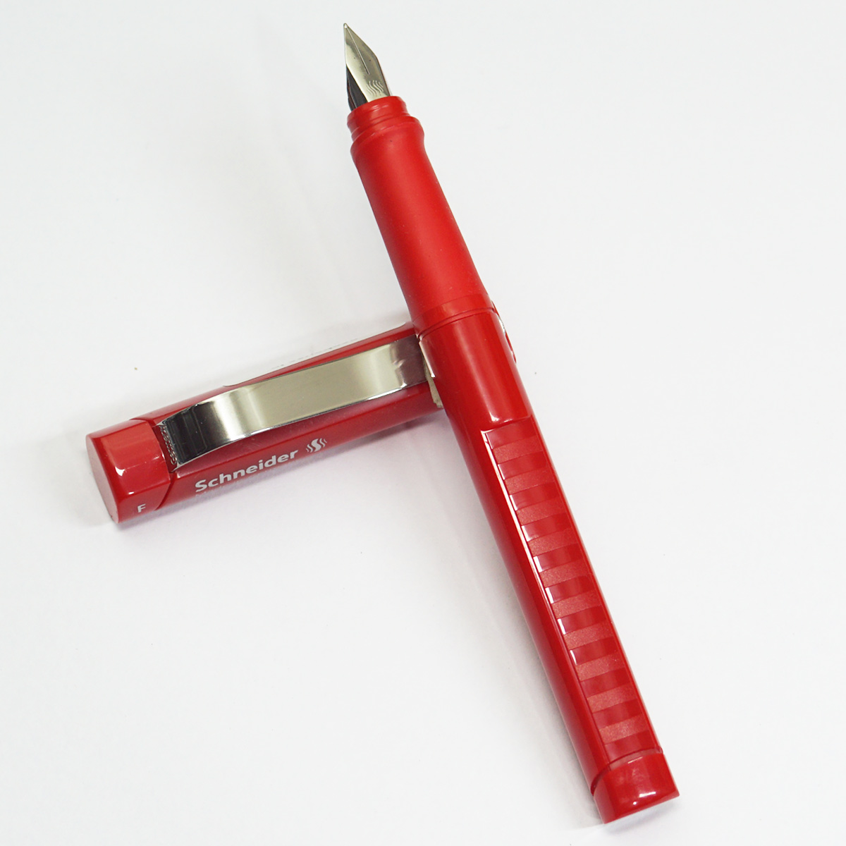 Schneider 160287 Base Red Color Body With Broad Silver Clip Fine Nib Cartridge Type Fountain Pen SKU 23309