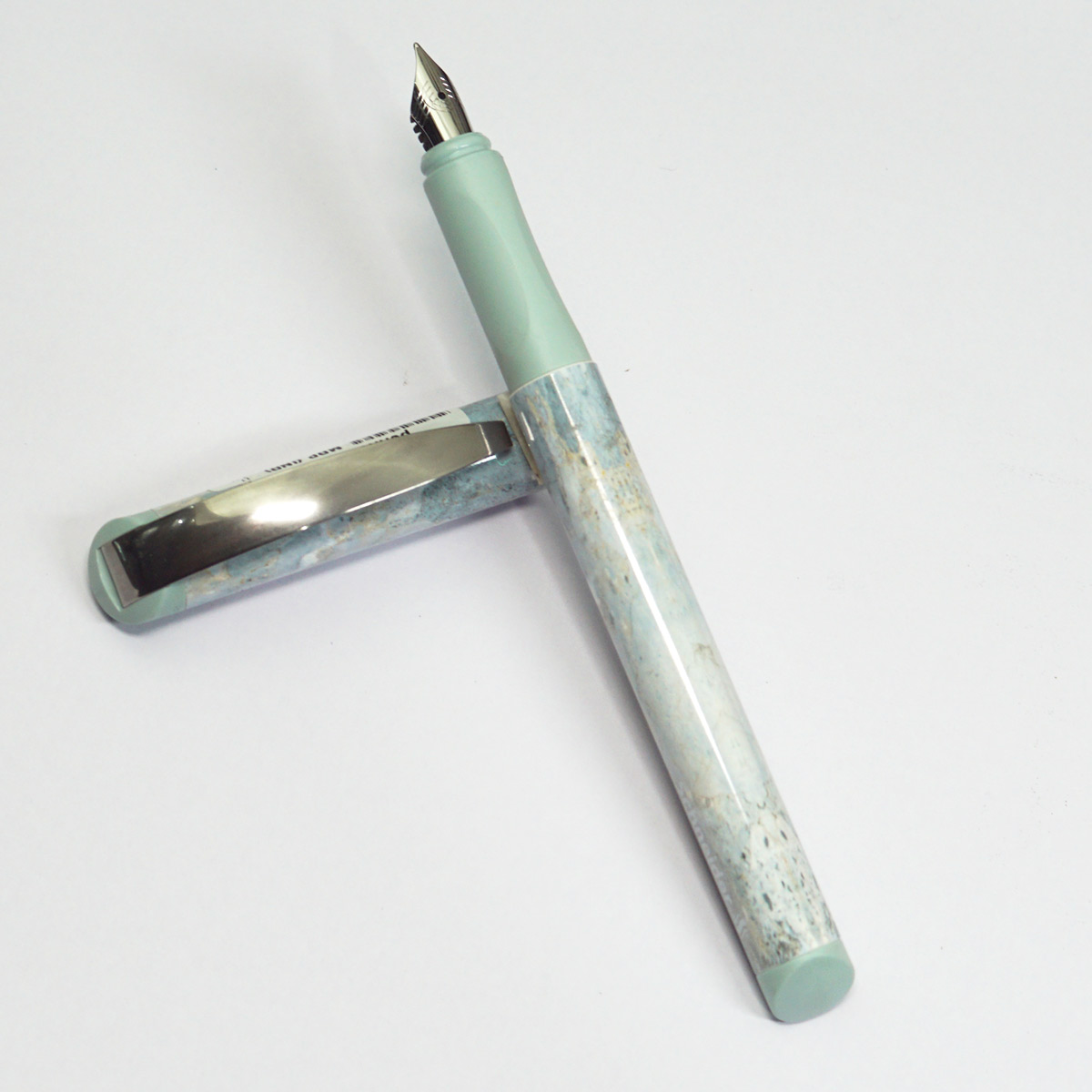 Schneider 167741 Glam VIP Marble Blue Color Body With Silver Clip Fine Nib Cartridge Type Fountain Pen SKU 23315