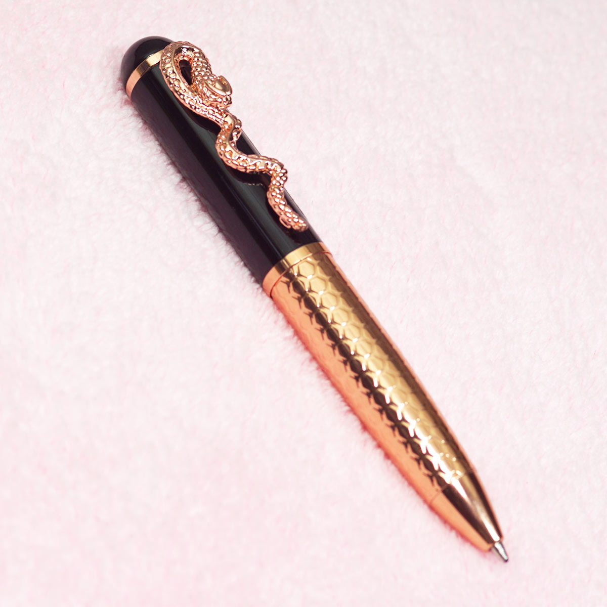 penhouse.in 5014 Mini Copper Color Body With Black Color Cap And Snake Clip Medium Tip Twist Type Ball Pen SKU 23339