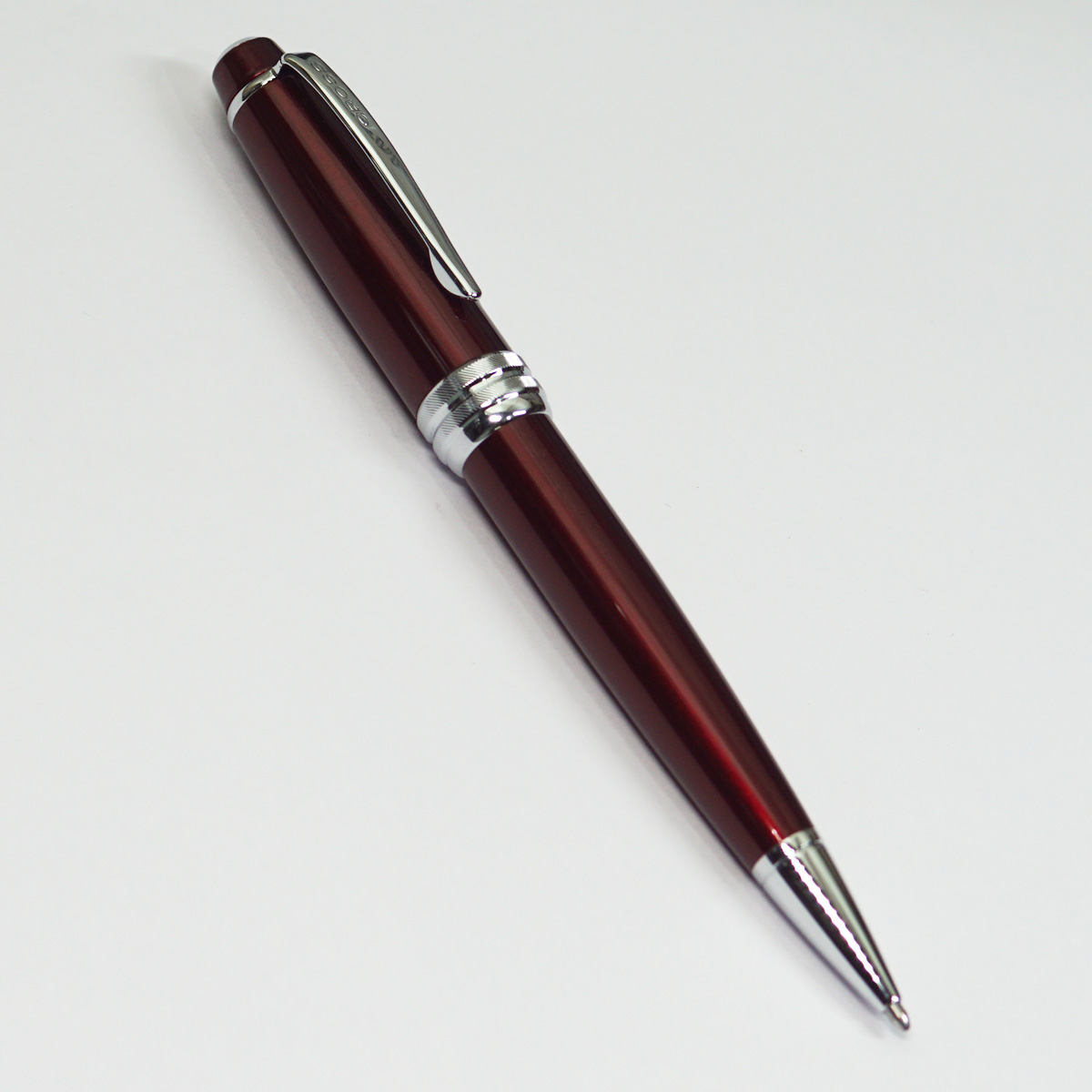 Cross Bailey AT0452 Marroon Color Metal Body And Cap With Medium Tip Silver Trims Twist Type Ball Pen SKU 23394