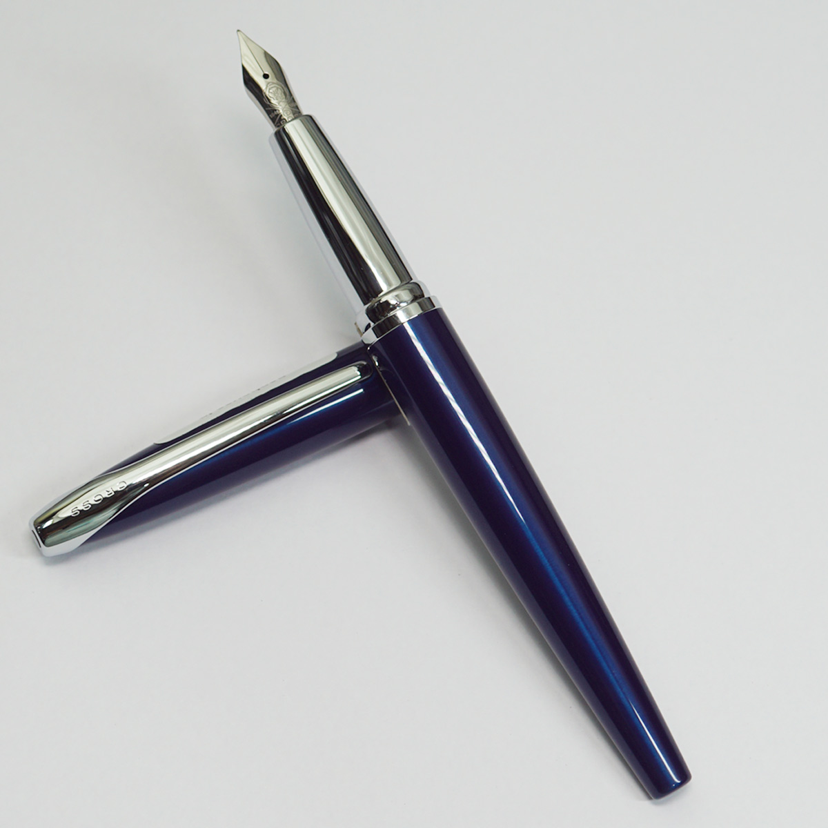 Cross ATX Translucent Blue Color Body With Fine Tip Silver Trims Converter Type Fountain Pen SKU 23399