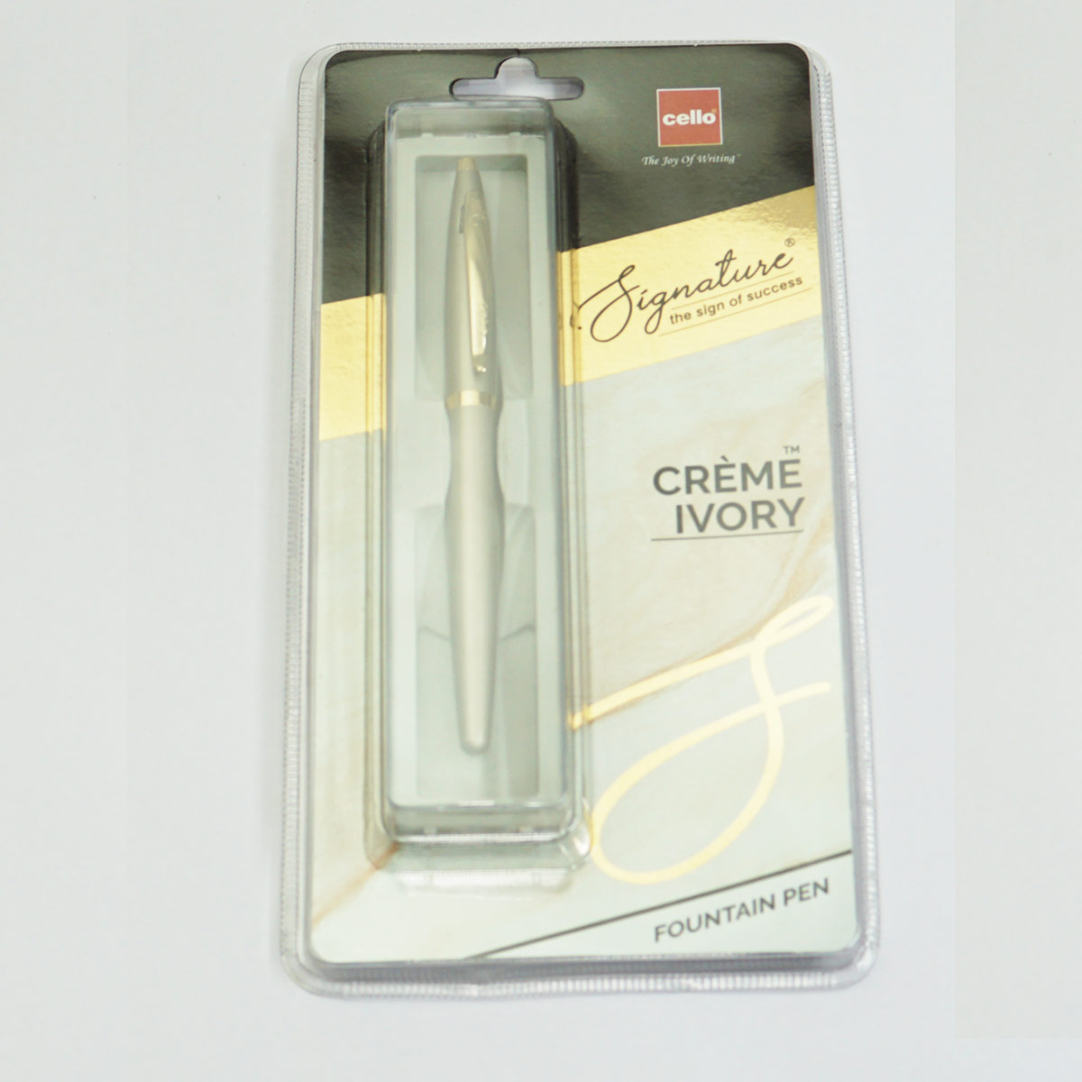 Cello Signature Crème Ivory Body With Fine Nib Gold Trims Converter Type Fountain Pen SKU 23421