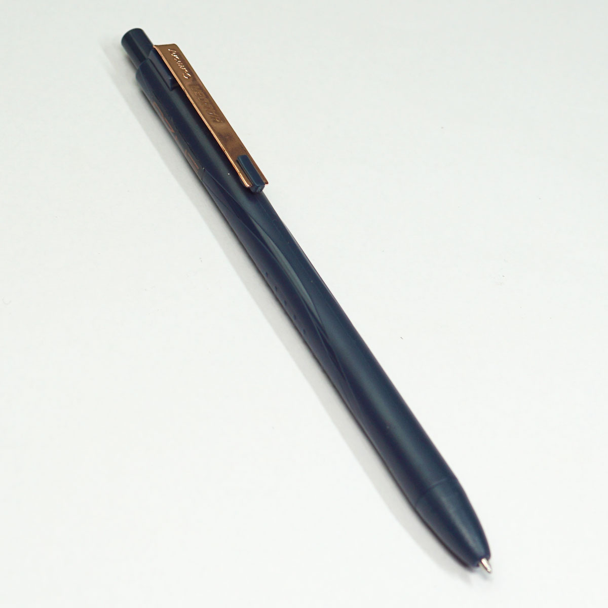 Hauser ENZO Blue Color Body With Copper Color Clip Medium Tip Blue Writing Retractable Type Ball Pen SKU 23506