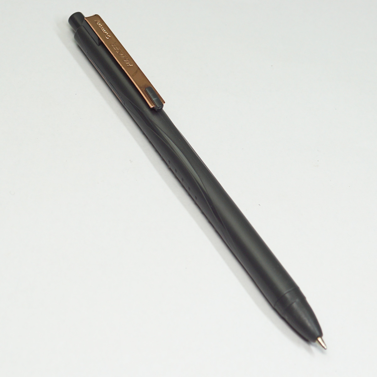 Hauser ENZO Grey Color Body With Copper Color Clip Medium Tip Blue Writing Retractable Type Ball Pen SKU 23510