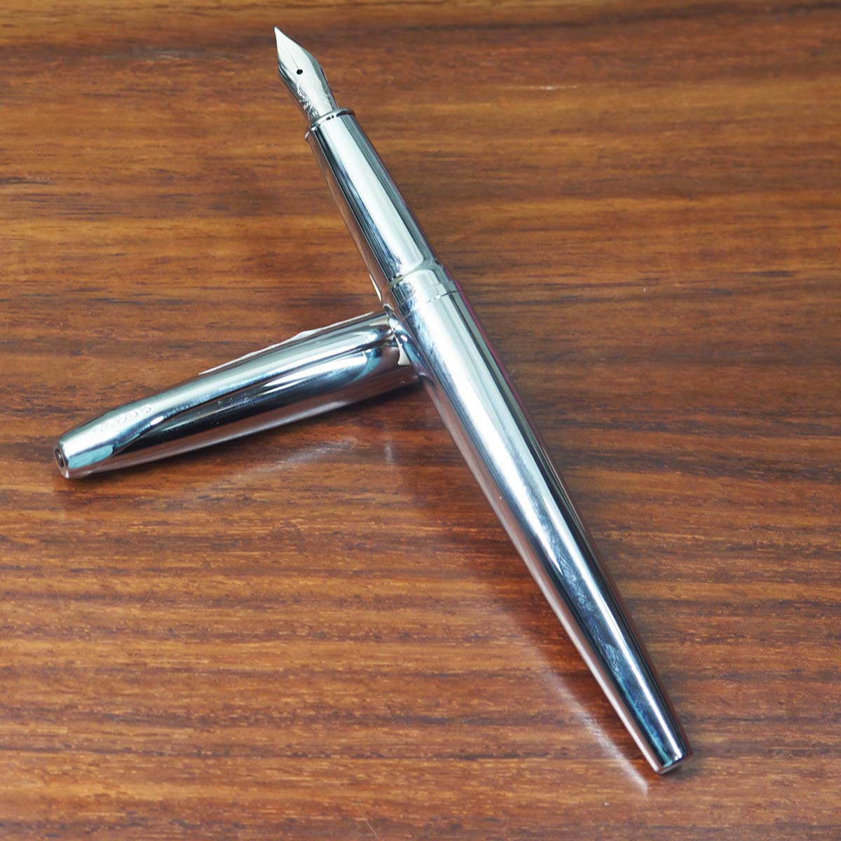 Cross 886-2 ATX Pure Chrome Silver Color Body With Cap Fine Nib Converter Type Fountain Pen SKU 23549