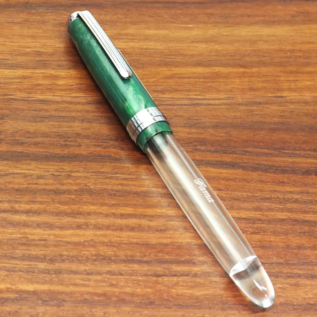 Gama Acrylic 69T Transparent Body With Green Color Cap And Silver