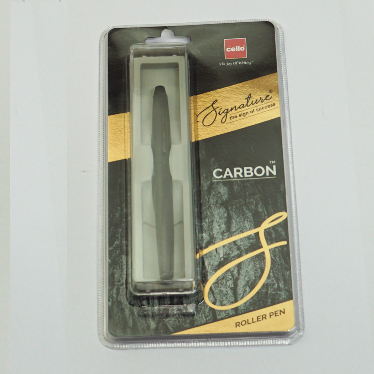 Cello Signature Carbon Full Mat Black Color Body With Medium Tip Cap Type Roller Ball Pen SKU 23562