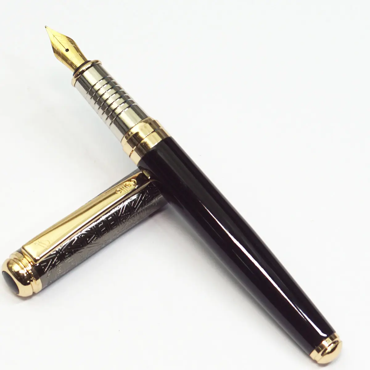 Cello Signature Heritage Black Body With 22Kt Gold Plated Fine Nib Art  Worked Cap Converter And Catridge Type Fountain Pen SKU 23563