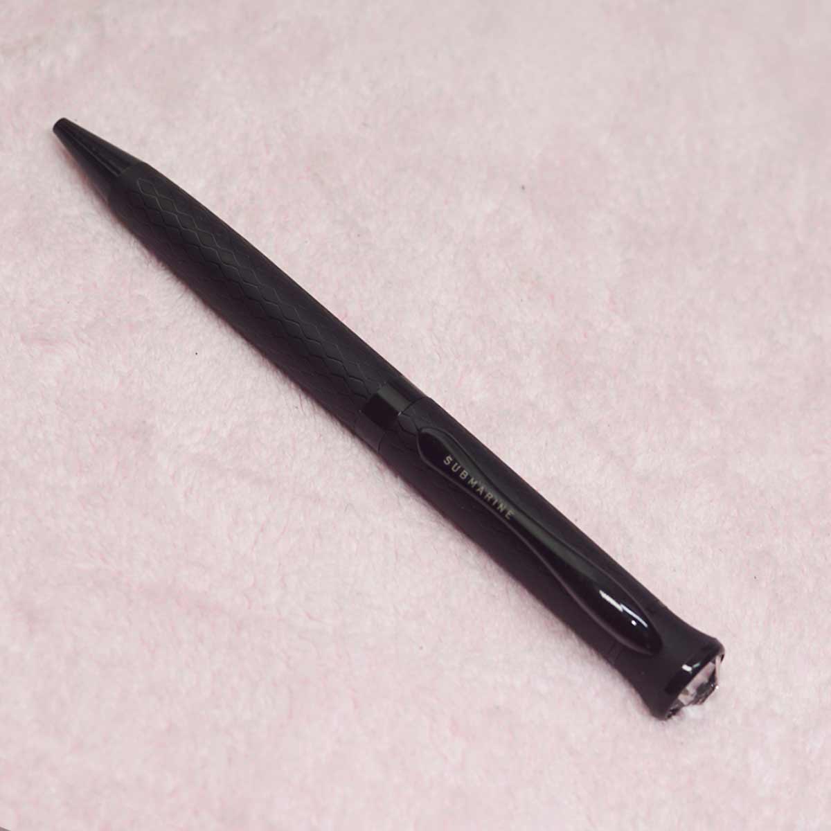 Submarine 1073 Black Color Body Designed With Fine Tip Big Stone On Top Twist Type Ball Pen SKU 23592