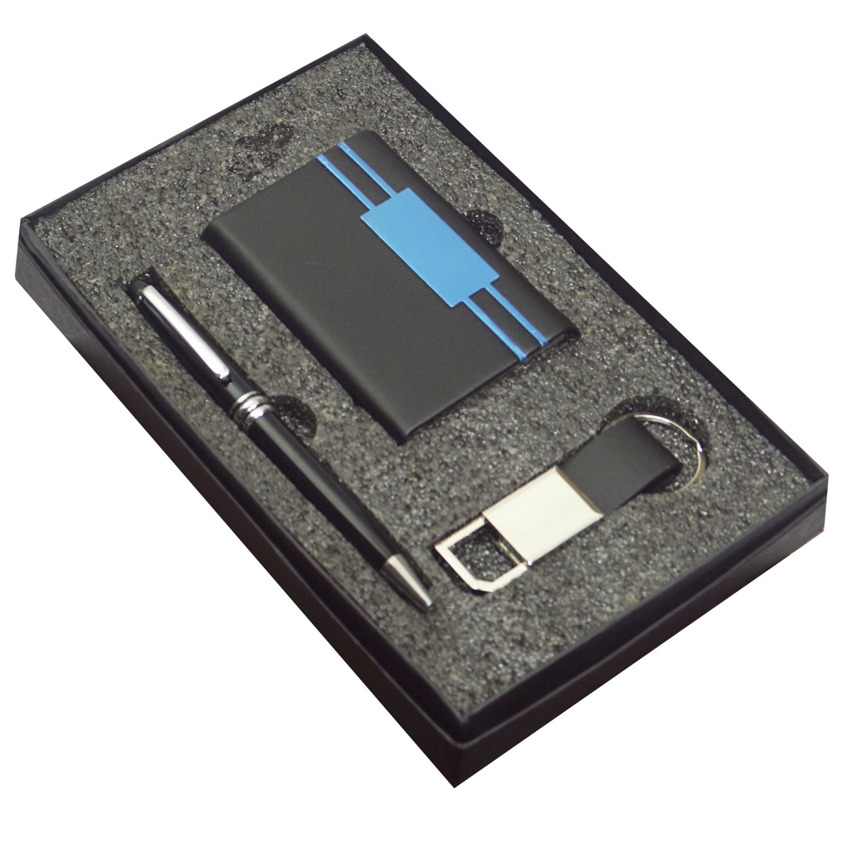 penhouse.in 871 Black Color Ball Pen With Black Cardholder And Leather Keychain 3 in 1Set SKU 23612
