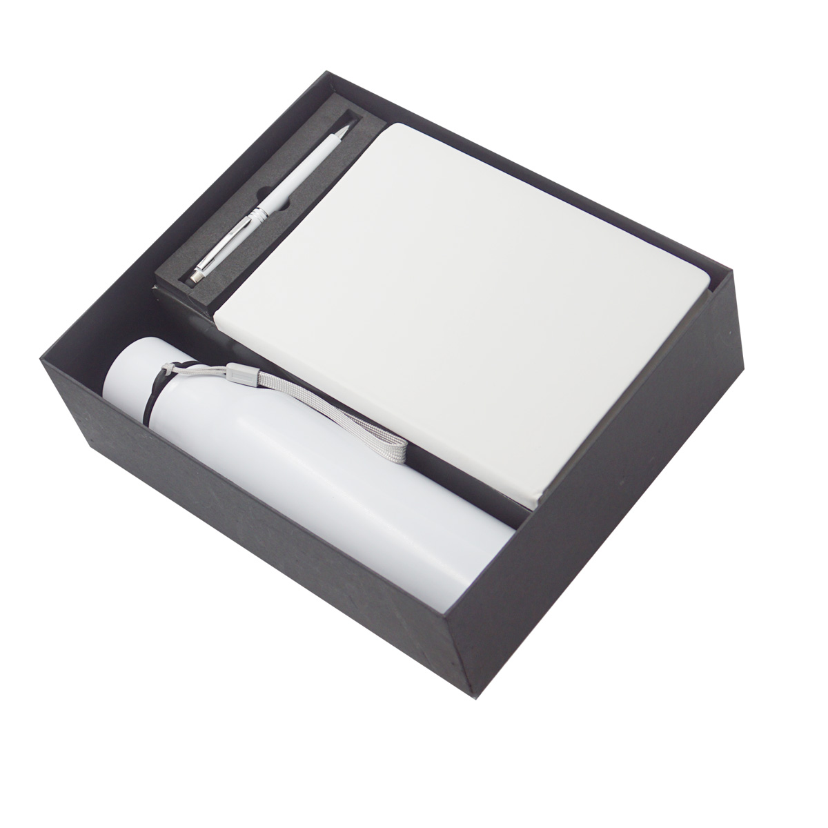 penhouse.in 1012 White Color A5 Diary With 500 ml Flask And White Color Stylus Twist Type Ball Pen 3 in 1 Set SKU 23628