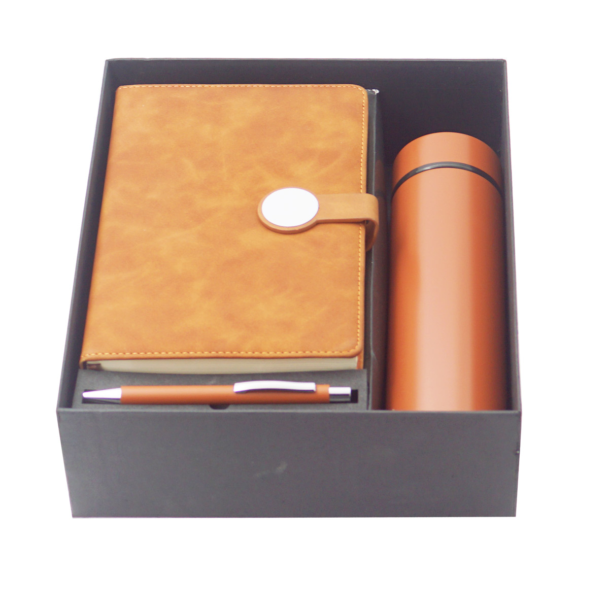 penhouse.in 1007 Brown Color A5 Diary With 500 ml Flask And Brown Color Click Type Ball Pen 3 in 1 Set SKU 23629