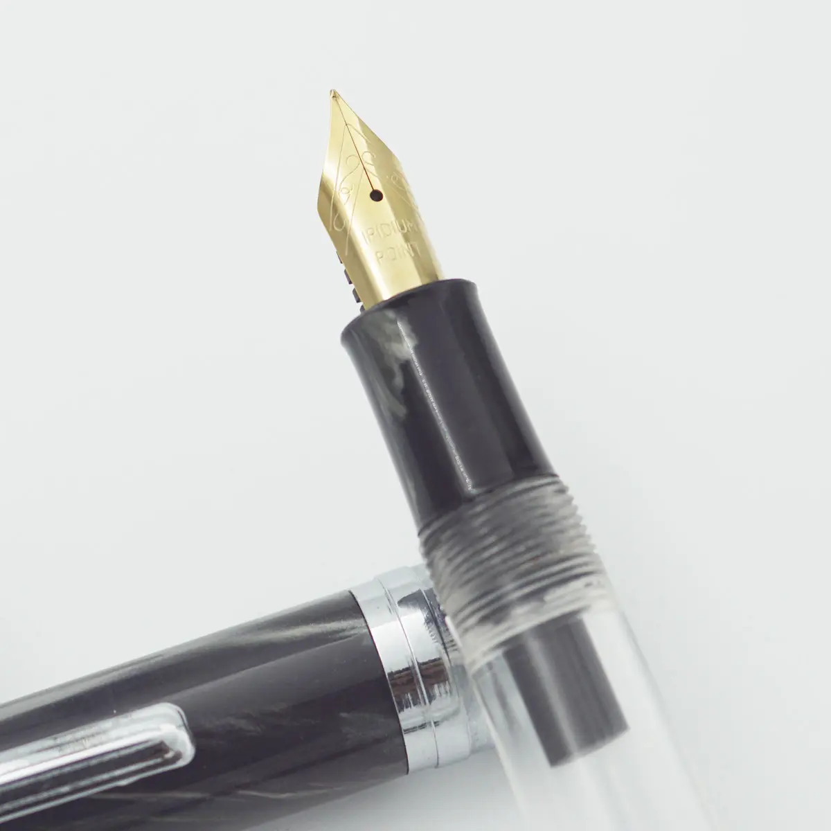 Oliver 69HT Handmade Acylic Transparent Body Black Color Cap with Silver  Trims Fine Tipped Gold Plated Nib Eyedropper Model Fountain Pen SKU