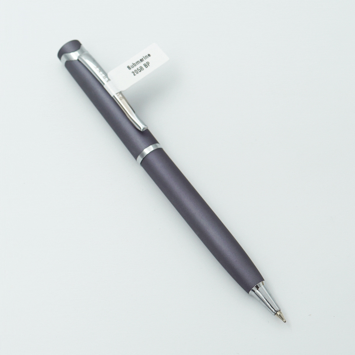 Submarine 2058 Grey Color Body With Silver Color Clip Fine Tip Twist Type Ball Pen SKU 23656