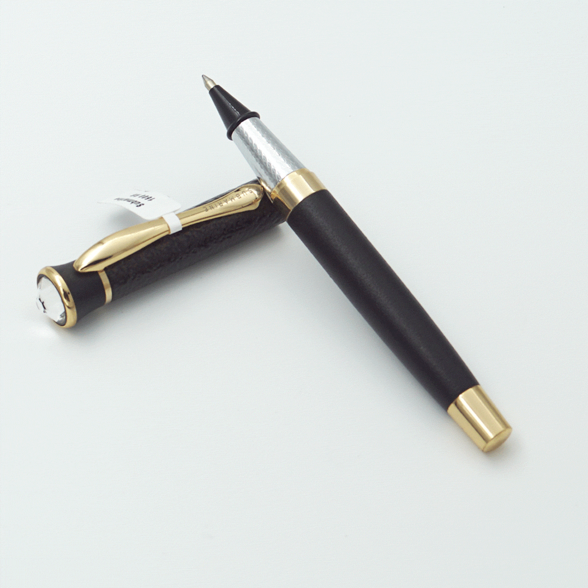 Submarine 1500 Mat Black Color Body With Antique Cap And Diamond On The Cap Roller Ball Pen SKU 23711