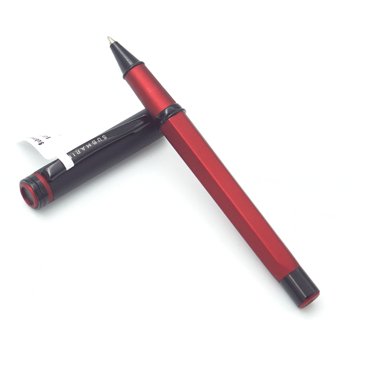 Submarine 853 HEXA Red Color Body With Black Color Cap Medium Tip Roller Ball Pen SKU 23718