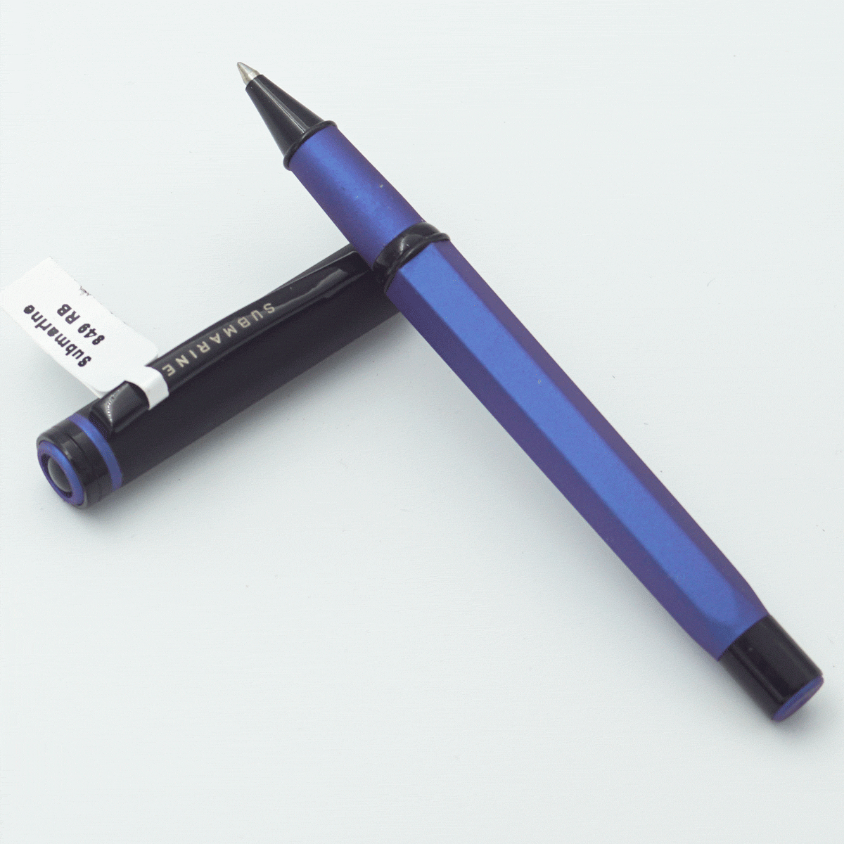 Submarine 853 HEXA Blue Color Body With Black Color Cap Medium Tip Roller Ball Pen SKU 23719