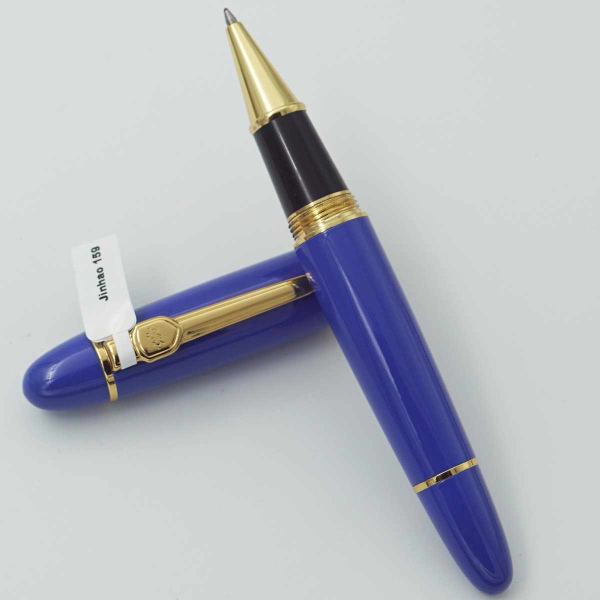 Jinhao 159 Glossy Blue Color Body With Blue Color Cap And Golden Color Clip Medium Tip Roller Ball Pen SKU 23740