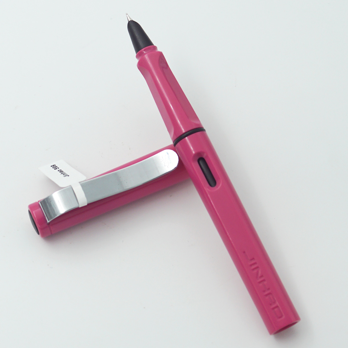 Jinhao 599 Pink Color Body With Pink Color Cap And Silver Clip Fine Nib Converter Type Fountain Pen SKU 23741
