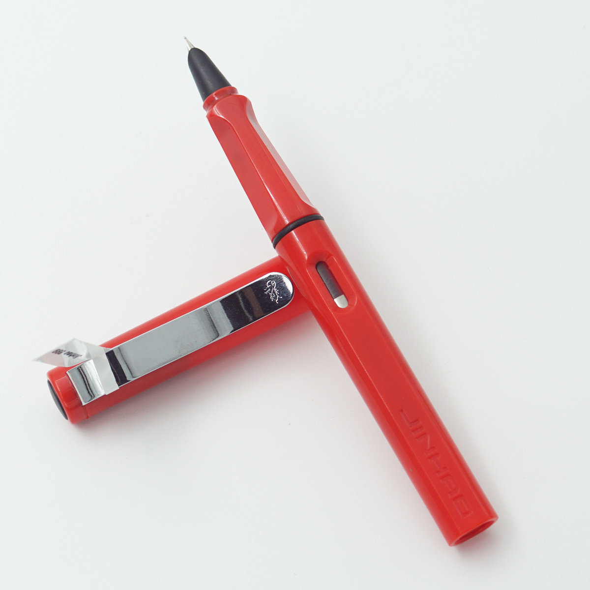 Jinhao 599 Red Color Body With Red Color Cap And Silver Clip Fine Nib Converter Type Fountain Pen SKU 23743