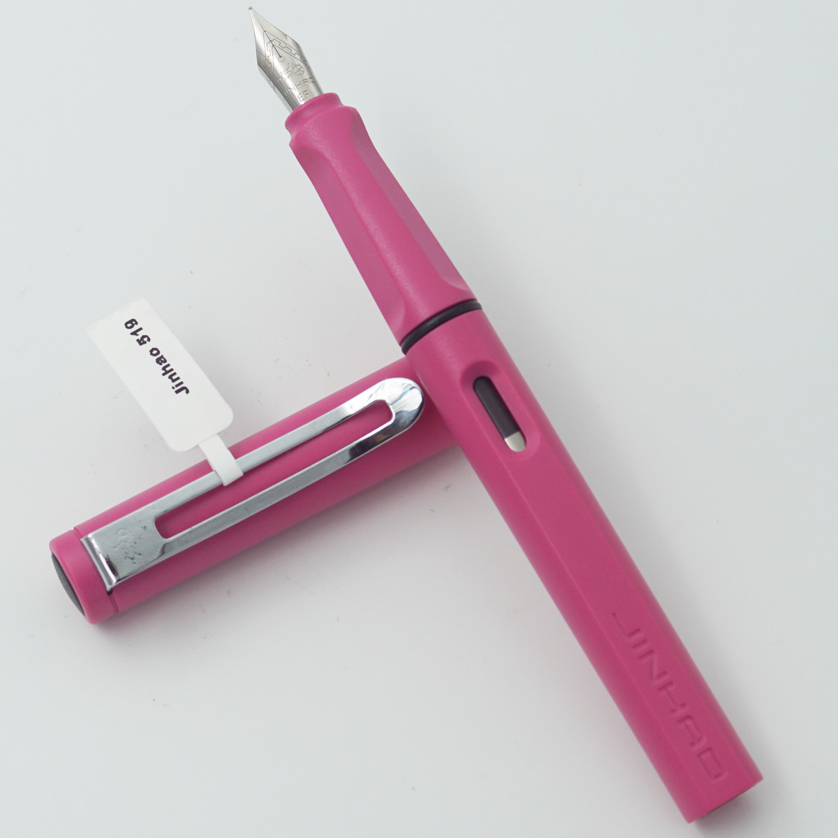 Jinhao 519 Mat Pink Color Body With Cap And Silver Clip Fine Nib Converter Type Fountain Pen SKU 23755