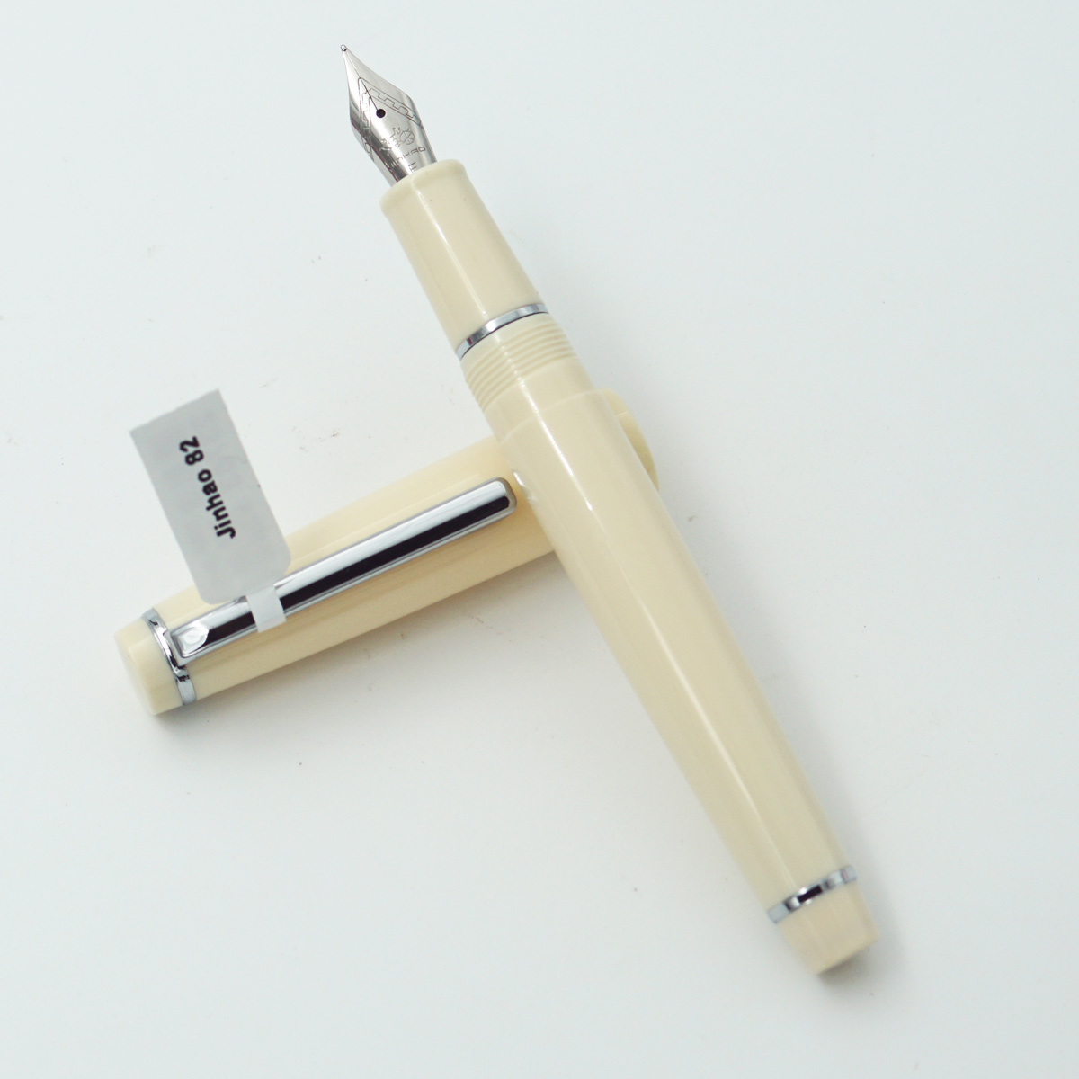 Jinhao 82 Ivory Color Body With Cap And Silver Clip Fine Nib Converter Type Fountain Pen SKU 23763
