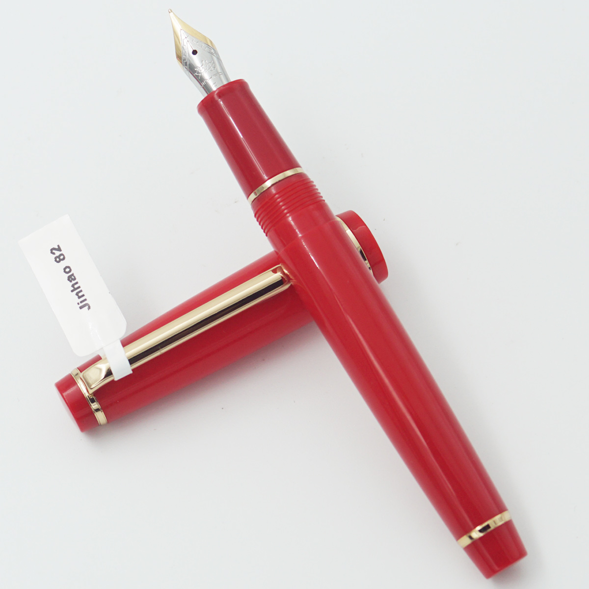 Jinhao 82 Red Color Body With Cap And Golden Clip Fine Nib Converter Type Fountain Pen SKU 23767