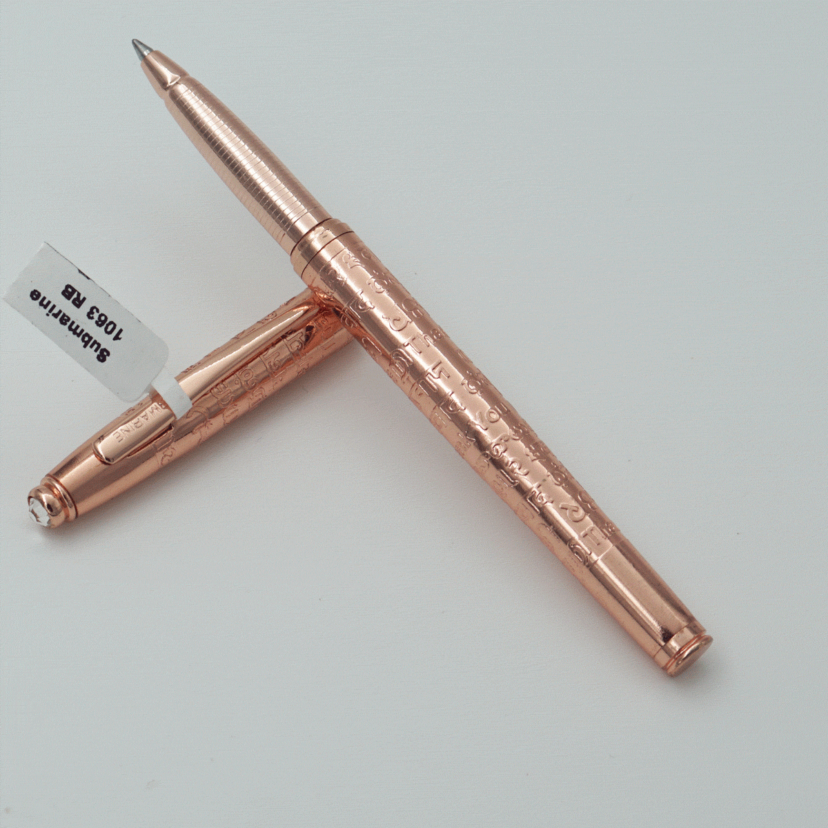 Submarine 1063 Copper Color Thank You Writing On Body With Cap Medium Tip Roller Ball Pen SKU 23797