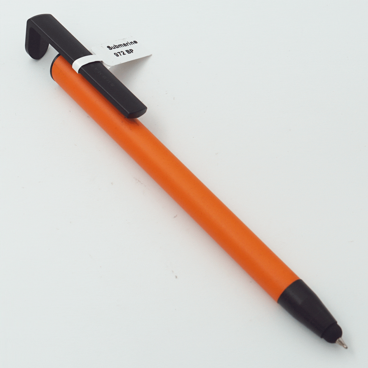 Submarine 972 Orange Color Body With Black Color Clip And Grip On Stylus Fine Tip Retractable Type Ball Pen SKU 23801