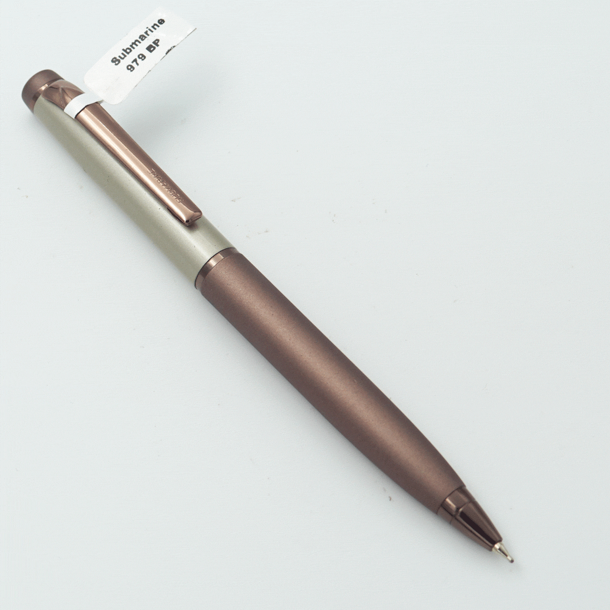 Submarine 979 Brown Color Body With Cream Color Cap Fine Tip Twist Type Ball Pen SKU 23810