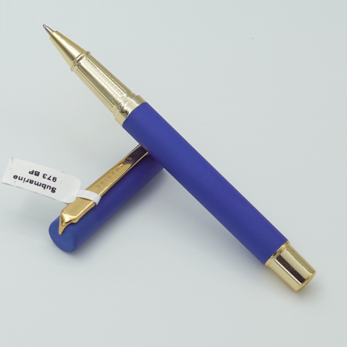 Submarine 973 Blue Color Body With Cap And Golden Color Clip Fine Tip Cap Type Ball Pen SKU 23811