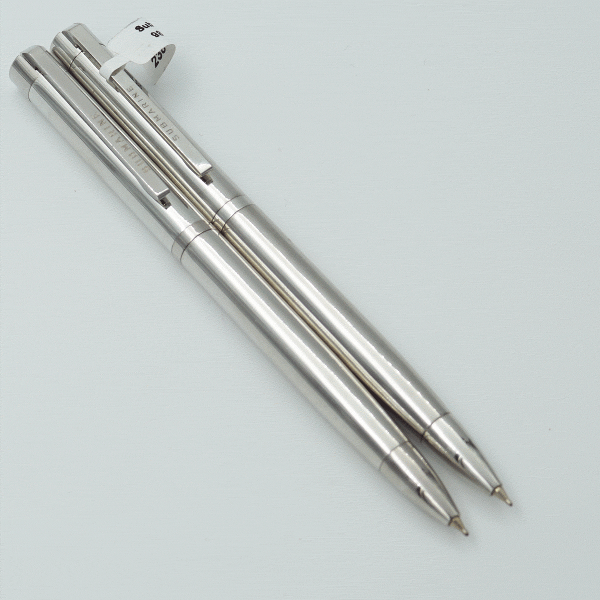 Submarine 987 Full Silver Color Body With Silver Cap And Silver Clip Pen Set SKU 23814