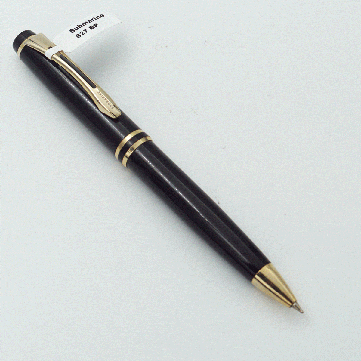 Submarine 827 Black Color Body With Black Color Cap And Golden Clip Fine Tip Twist Type Ball Pen SKU 23824
