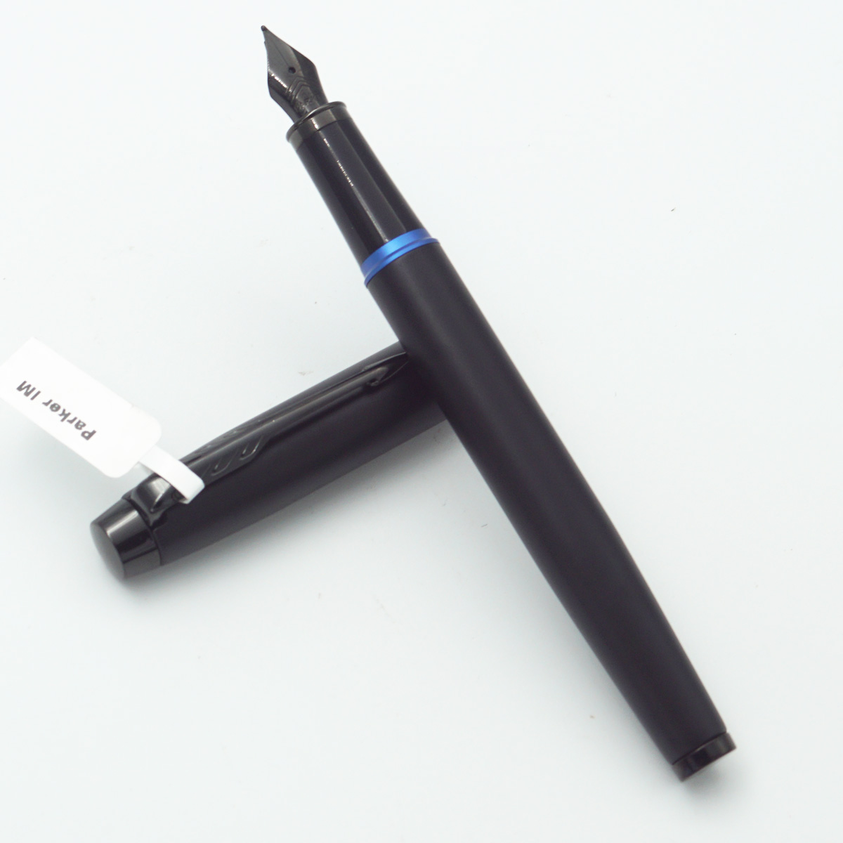 Parker IM Marine Blue Ring Black Color Body With Black Trim Medium Nib Cartride And Converter Type Fountain Pen SKU 23834