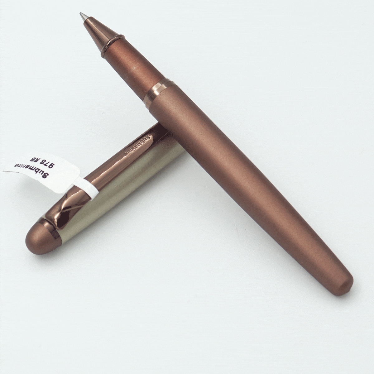 Submarine 978 Brown Color Body With Cream Color Cap Medium Tip Roller Ball Pen SKU 23838
