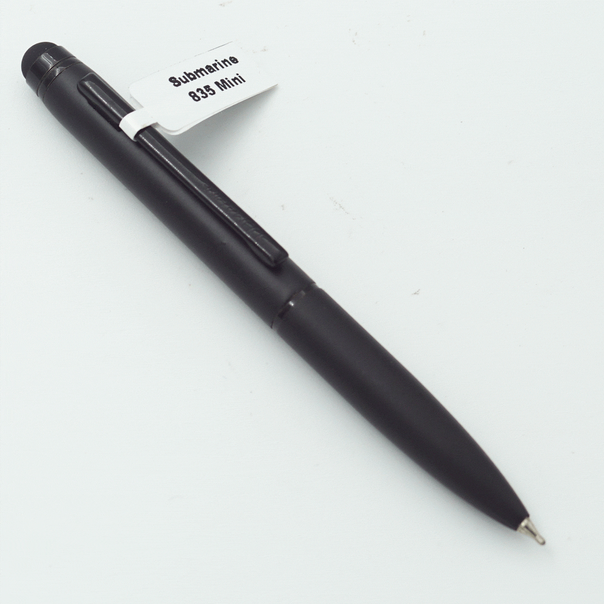Submarine 835 Mini Mat Black Color Body With Black Color Cap On Stylus And Black Clip Fine Tip Twist Type Ball Pen SKU 23858