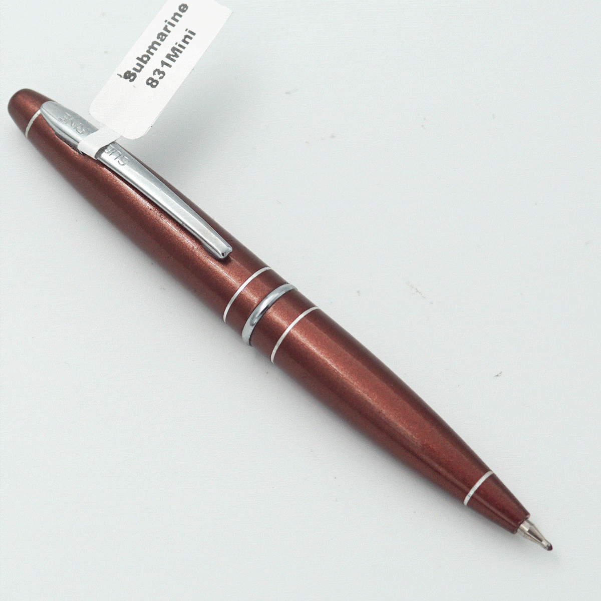 Submarine 831 Mini Brown Color Body With Brown Color Cap And Silver Clip Fine Tip Twist Type Ball Pen SKU 23860