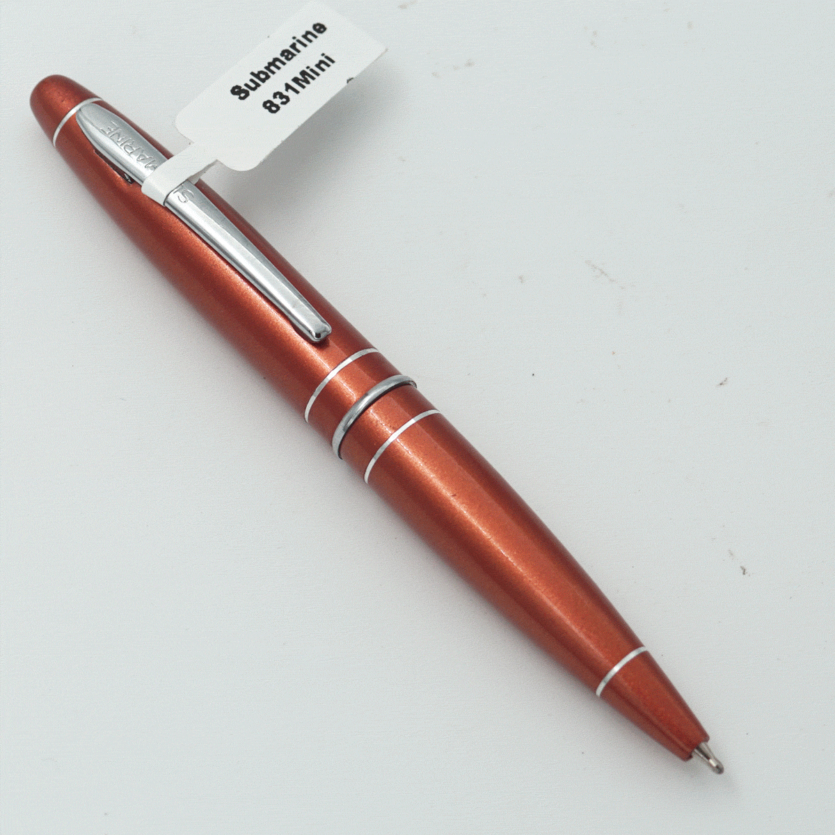 Submarine 831 Mini Light Brown Color Body With Light Brown Color Cap And Silver Clip Fine Tip Twist Type Ball Pen SKU 23864