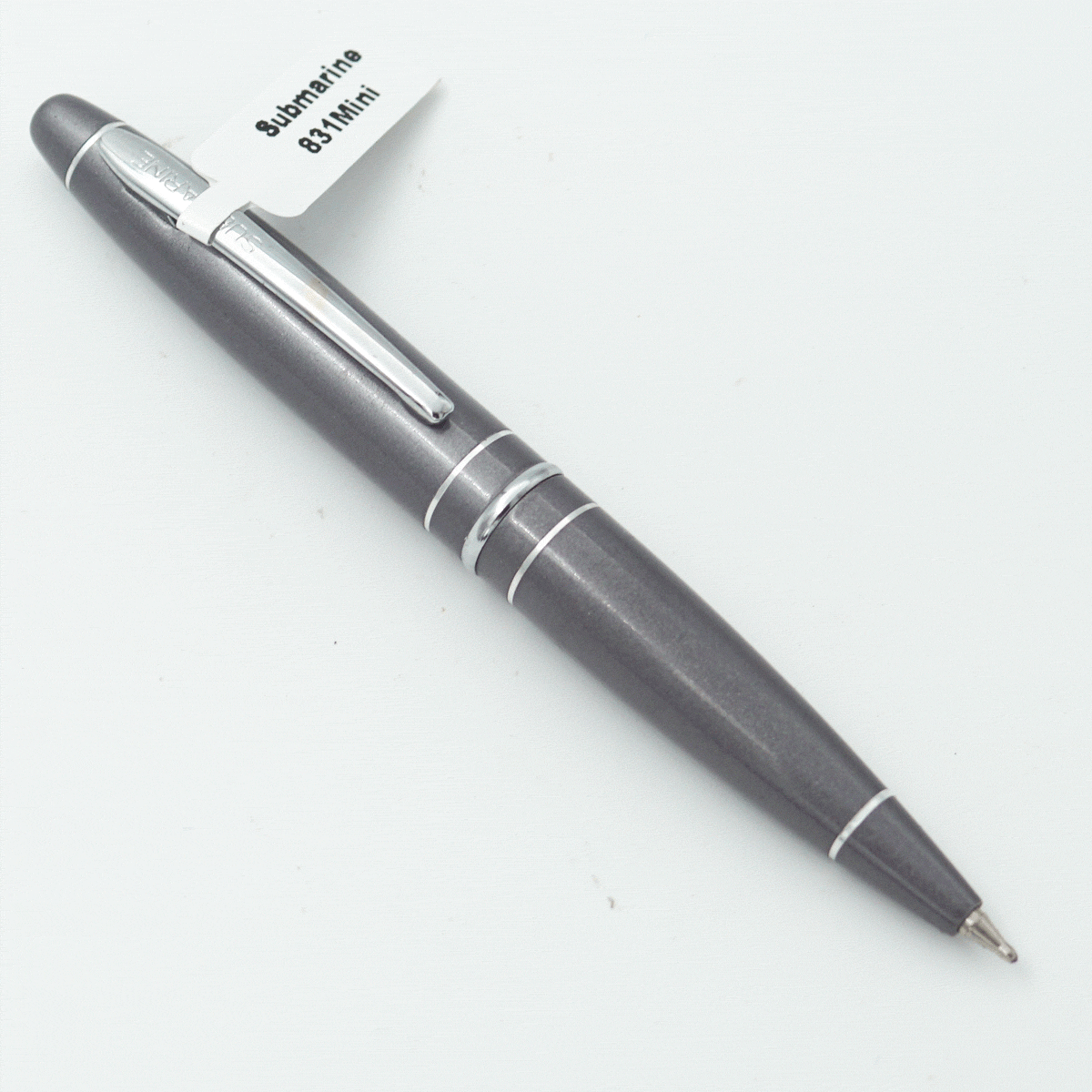 Submarine 831 Mini Grey Color Body With Grey Color Cap And Silver Clip Fine Tip Twist Type Ball Pen SKU 23865