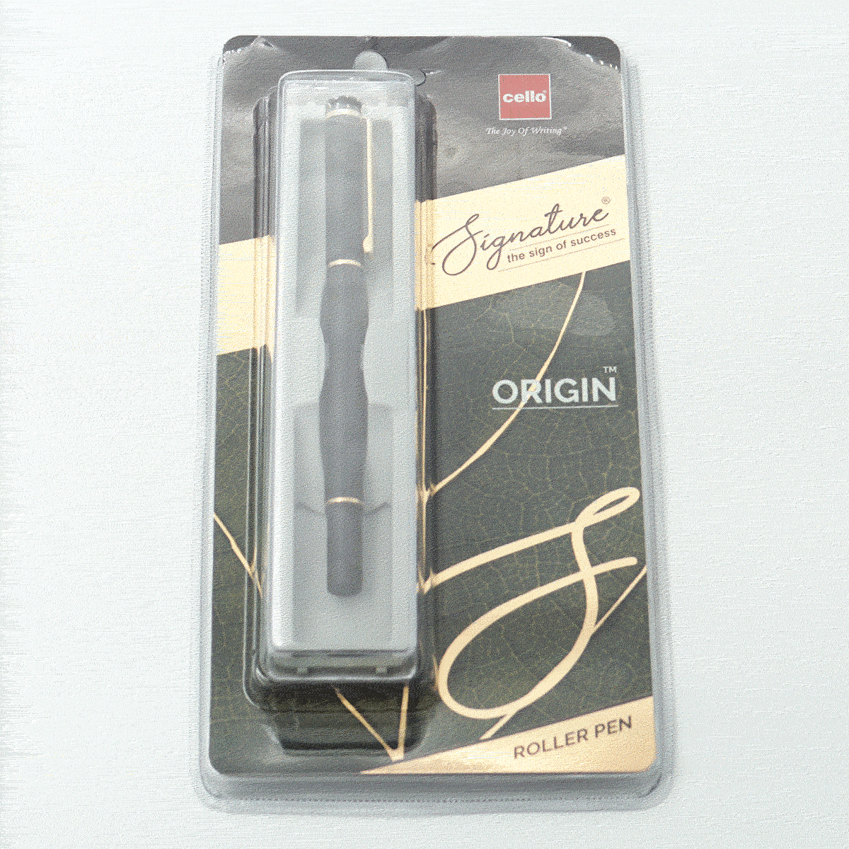 Cello Origin Black Color Body With Black Color Cap And Gold Clip Medium Tip Roller Ball Pen SKU 23881