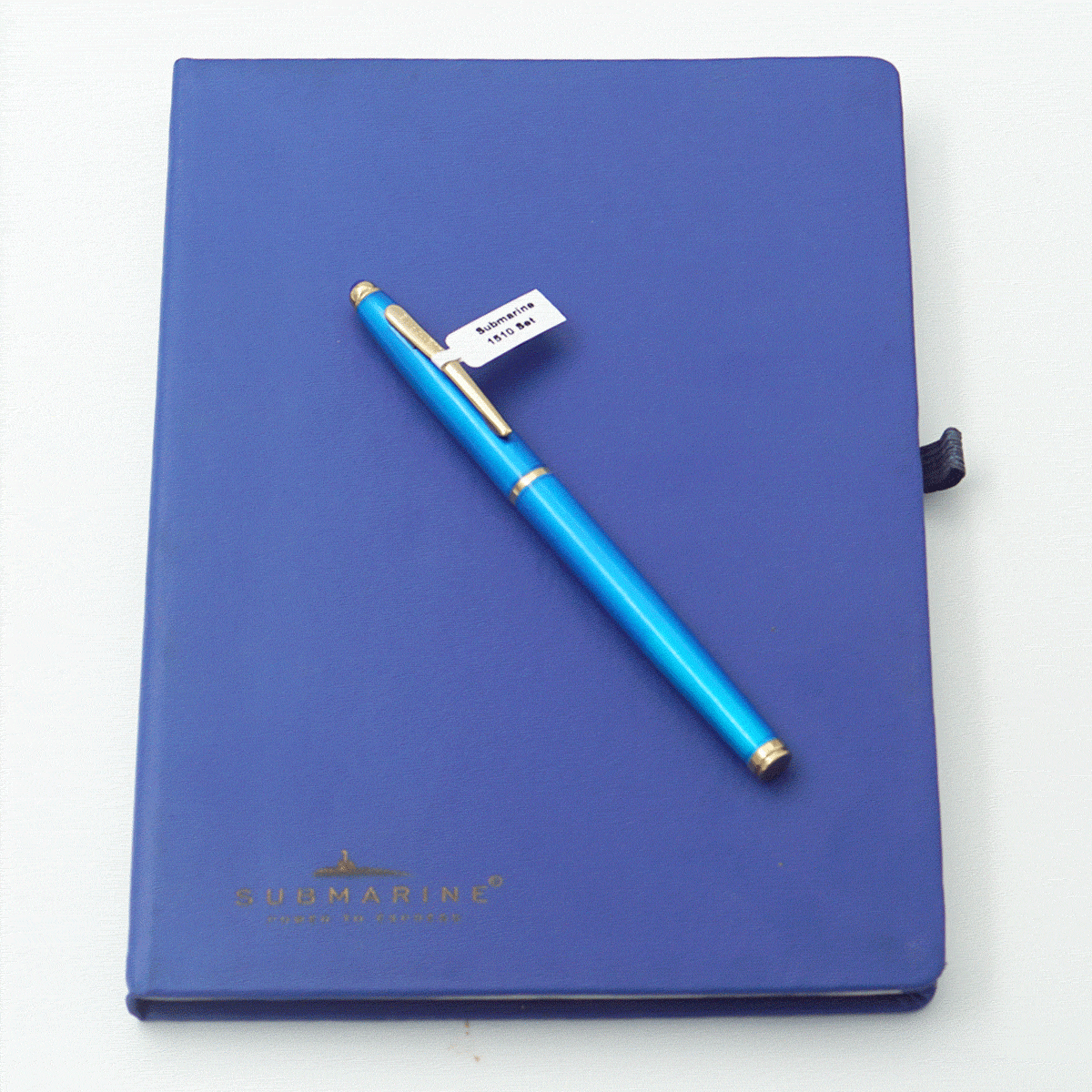 Submarine 1510 Blue Color Body With Blue Cap And Gold Clip Medium Tip Roller Ball Pen With Diary Pen Set SKU 23923