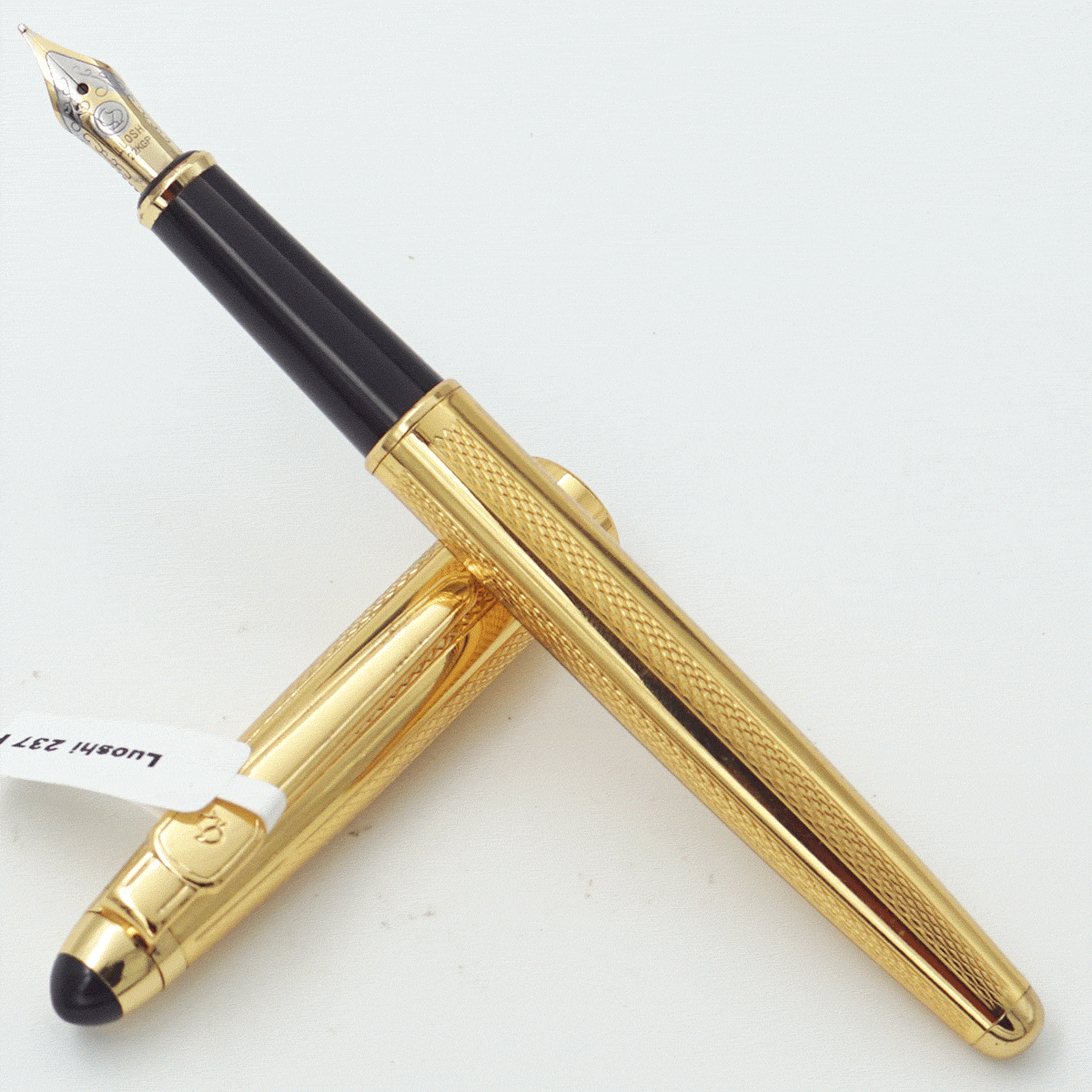 Luoshi 237 Gold Color Design Body With Golden Color Design Cap And Black Color Grip Fine Nib Converter Type Fountain Pen SKU 23939