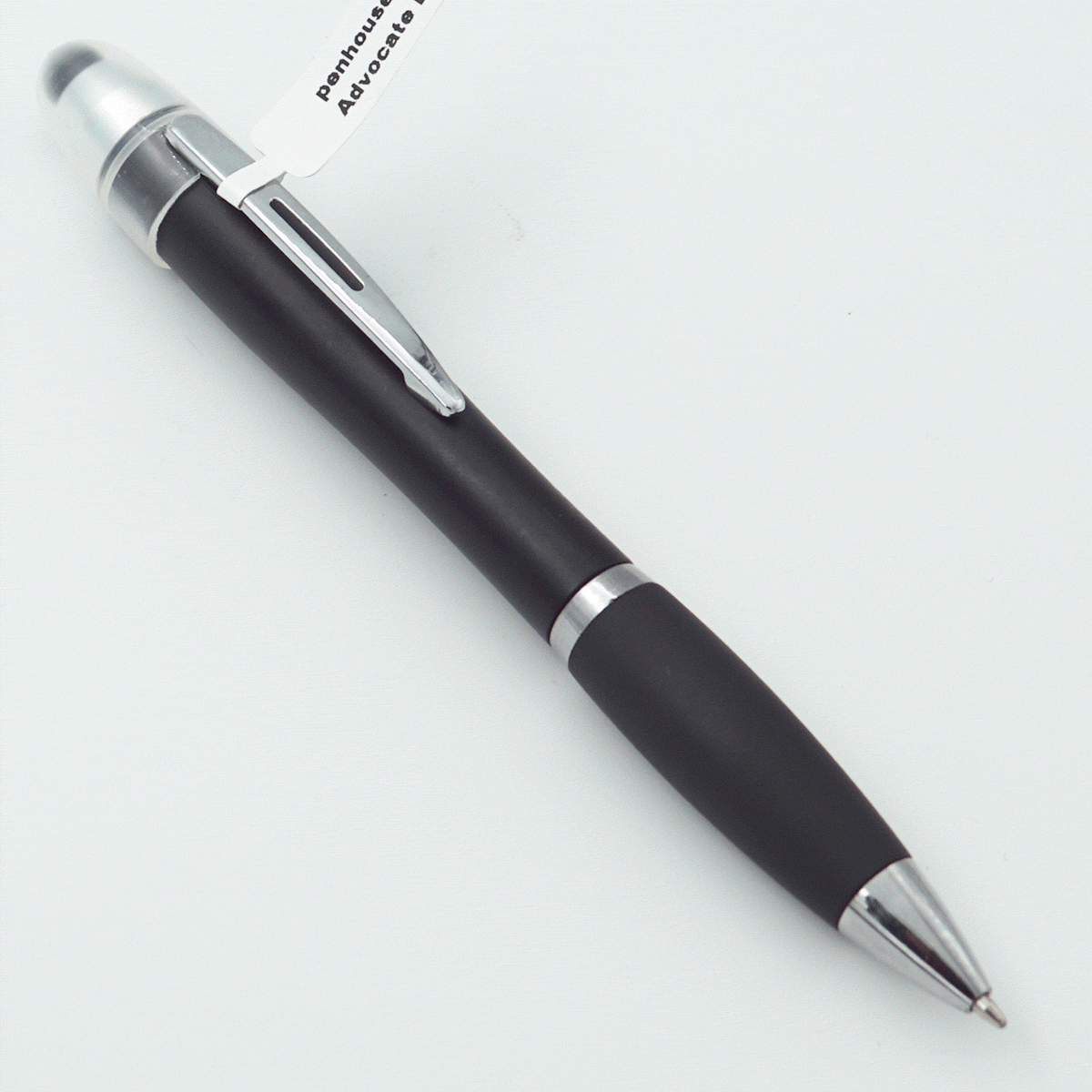 penhouse.in Black Color Grip With Black Color And Silver Clip With Stylus On Cap Fine Tip Twist Type Ball Pen SKU 23956